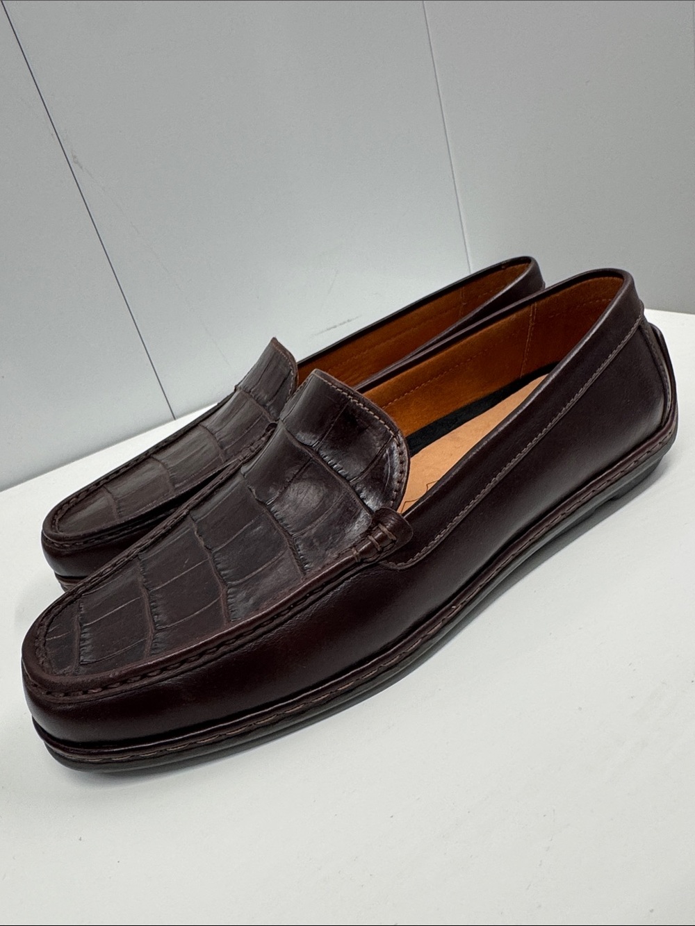 Caporicci XL-Wide size 42 Real genuine alligator Leather Penny Loafers.